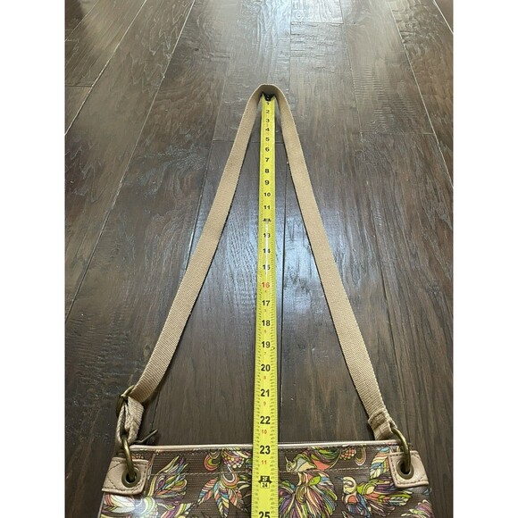 SakRoots Multicolor Bird Floral Crossbody Bag Purse Tan Adjustable Strap Brown - Picture 6 of 16